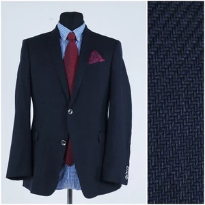 Mens Herringbone Blazer 40R UK Size STRELLSON Blue Wool Sport Coat Jacket - Picture 1 of 15