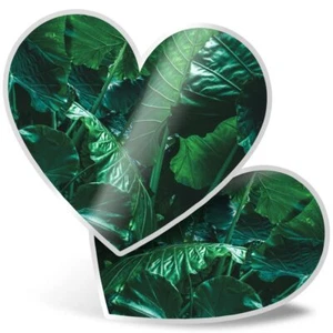2 x Heart Stickers 10 cm - Tropical Leaves Leaf Jungle #2138 - Afbeelding 1 van 9
