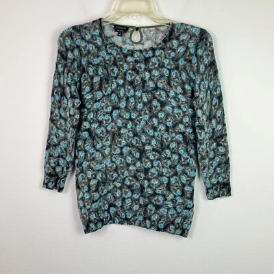 Talbots Women's 100% Pure Cashmere Crewneck Sweater Peacock Print Size Small - Image 1 of 4