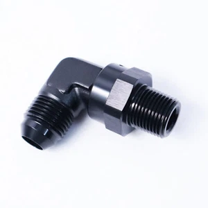 90 Degree Swivel NPT to AN Adapter Pipe Thread Fitting - 06 AN - 1/4 NPT - Bild 1 von 1