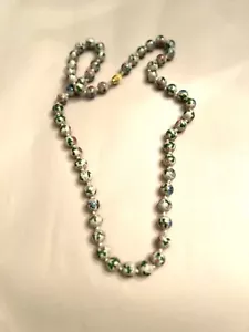 Cloisonne Metal Enamel, Floral Hand Painted, 33” Vintage Feminine Necklace - Picture 1 of 12