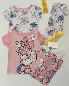 Minnie Mouse Toddler Girl Pajamas 2T Pants Shorts Shirt 4 PC Set Cute Pjs New - Picture 1 of 4