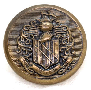 Antique Brass Coat of Arms Button Crown Knight Armor Filigree Loop Eye Shank - Bild 1 von 8