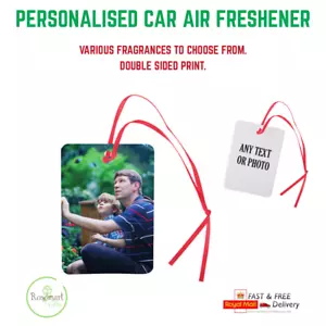 Personalised car air freshener any photo or text with double sided print - Picture 1 of 4