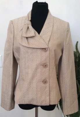 Новый с Ярлыками Giorgio Sant'Angelo женщин Твидовый желтовато-коричневый/белый 100% полиэстер блейзер куртка Sz 10 - Изображение 1 из 4