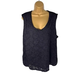 Croft & Barrow schwarzer ärmelloser gefütterter Pullover mit Spitze zum Binden 2X - Bild 1 von 5
