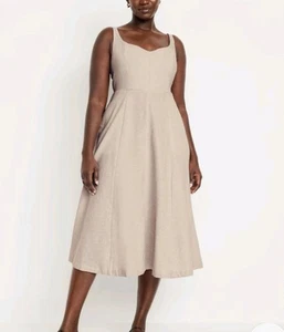 Sleeveless Linen-Blend Midi Dress Womens Small Tall NEW Old Money Old Navy  - Picture 1 of 11