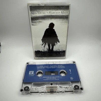 Neil Young Harvest Moon Vintage Cassette Tape 1992 Reprise Records Blue Color - Image 1 of 4