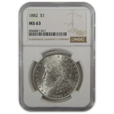 1882 Morgan Dollar MS 63 NGC Silver Uncirculated $1 Coin SKU:I20086 - Image 1 of 4