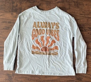 Little Co. by Lauren Conrad Girls Good Vibes Light Blue Long Sleeve Shirt - 10 - Picture 1 of 4