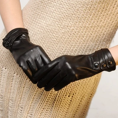 Ladies Woman Genuine Nappa Leather Gloves W/ touch function On Sale #L003NRC1 - Image 1 of 4