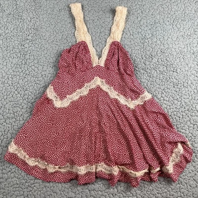 Camiseta sin mangas Urban Outfitters forrada de encaje para mujer pequeña roja beige festival de hadas Foto 1 de 4