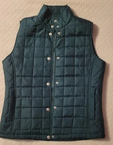 Jane Ashley Women's Quilted Vest, Dark Green, Snap Closure, Size Small - Picture 1 of 7