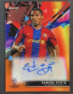 2021-22 Topps The Finest Samuel Eto’o Orange Refractor Auto FC Barcelona 4/25 - Picture 1 of 2