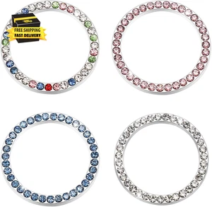 4 PCS Bling Car Accessories for Women, Bling Rhinestone Rings Car Decorations fo - Picture 1 of 6
