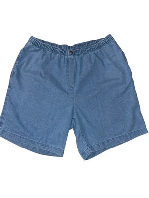 Woman Within Denim Shorts Elastic Waist Pull on Plus Size 24W Blue Classic Fit - Image 1 of 4