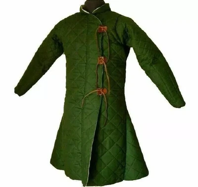 New Medieval Gambeson Thick Padded Green Cotton Costume SCA LARP - Image 1 of 2