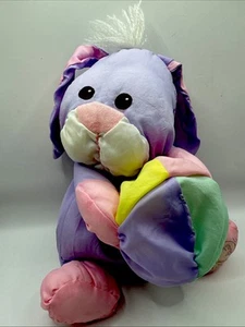 Fisher Price 1988 PUFFALUMP Coniglietto Pasquale Viola Pastello Uovo di Coniglio Nylon LEGGI - Foto 1 di 9