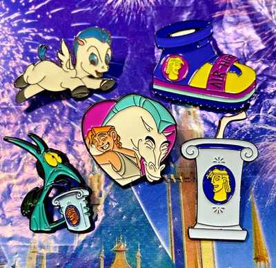 🏆 Disney Fantasy Hercules 5 Pin Set - Pain and Panic Baby Pegasus Hercules Pins - Image 1 of 2