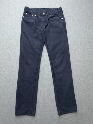 Calça de veludo True Religion juvenil 14 bolsos azuis com aba em ferradura elástica - Imagem 1 de 4