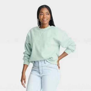 Universal Thread Women Light Blue Long-Sleeve Crewneck Fleece Sweatshirt Size XS - Picture 1 of 3