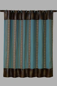 HiEnd Ruidoso Turquoise Diamond Faux Leather Fabric Shower Curtain With 12 Hooks - Picture 1 of 8