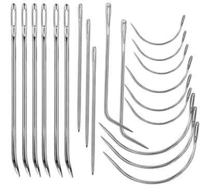 20 Leather Sewing Needles Heavy Duty Kit Curved Sack Hand Upholstery Canvas Rugs - Picture 1 of 7