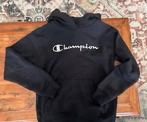 Champion Girls Kangaroo Pocket Fleece Pullover Hoodie (Black, L (10/12)) NEW - Picture 1 of 3