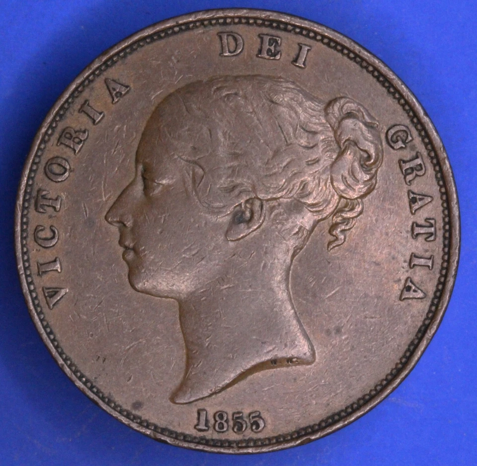 1855 Victoria Young Head penny 1d coin, nice grade **[26408] - Image 1 of 2