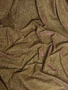 1 mtr two tone gold/hot pink sparkly moonlight stretch dress fabric 58”wide - Picture 1 of 8