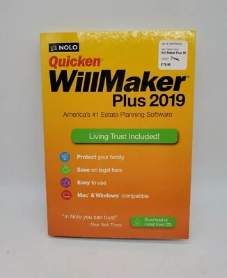 Quicken WillMaker Plus 2019, NOLO, for Mac & Windows / 10-A2  - Image 1 of 4