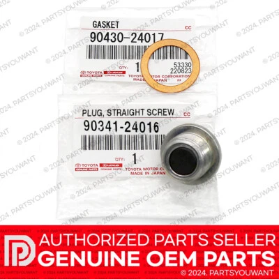 GENUINE Lexus OEM Front Differential Drain Plug 90341-24016 + Gasket 90430-24003 - Image 1 of 3