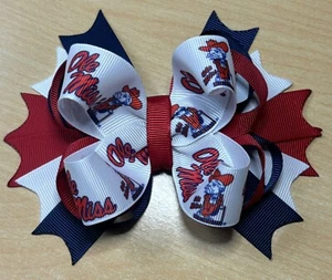 College Ole Miss Hair Bow - Picture 1 of 4