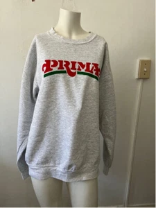 Vintage unisex single stitch Lee Prima logo gray red green crewneck Sweatshirt M - Picture 1 of 7