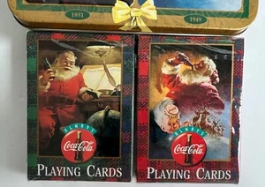 Tarjetas de juego de nostalgia de Coca Cola, conjunto de dos en lata coleccionable 1995 - NUEVAS - Imagen 1 de 8