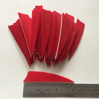 50PCS 3inch Red Shield Archery Fletches Fletching Arrow Feathers RW LW - Image 1 of 4