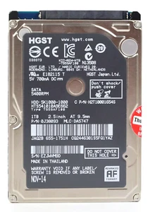 Original HGST 1 TB 2.5" Hard Drive HDD Apple 655-1751 H2T10001654S 5400RPM - Photo 1/8