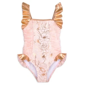 NWT Disney Store Belle Swimsuit Beauty and The Beast UPF 50+ Girls Princess - Picture 1 of 4