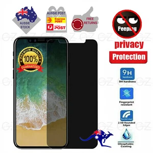 Privacy Anti-Spy Tempered Glass Screen Protector iPhone 11 Pro Max XS 8 7 6 Plus - Picture 1 of 6