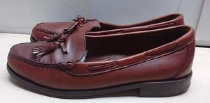 Allen Edmonds Naples Men's Brown Leather Loafers Moc Toe Tassel Dress Shoes 10 M - Picture 1 of 6