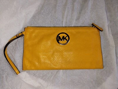 Michael Kors Fulton Zip Clutch Orange Leather  - Image 1 of 4