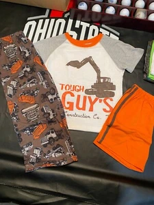 Boys Carters Construction Pajamas Size 5 Short Sleeve, Shorts and Long Pants - Picture 1 of 4
