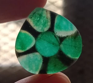 Certified 19.5 Ct Natural Pear Emerald Trapiche Loose Colombian Facet GEMSTONE - Picture 1 of 6