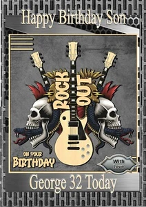 Personalised birthday card Rocker son grandson husband brother nephew husband - Picture 1 of 3