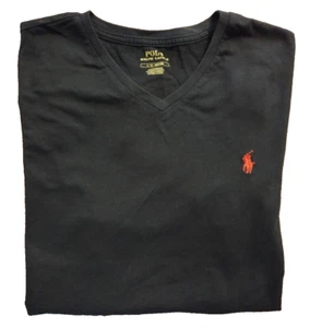 Vintage Polo Ralph Lauren Mens T-Shirt Black V Neck Single Stitch Size L - Picture 1 of 5