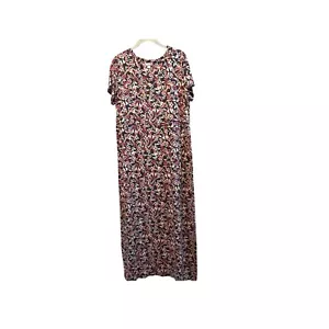 J Jill Maxi TShirt Kleid Medium Blumen VNeck Viskose Strick Stretch Reise grau - Bild 1 von 7