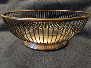 Vintage Fisher Silver Plate 8" Wire Bread Basket Fruit Bowl ~ Mid-Century Modern - Picture 1 of 5