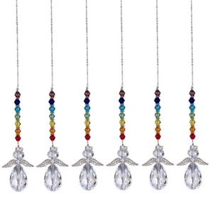 6Pcs Crystal Beads Angel Prism Sun Catcher Rainbow Maker Hanging Window Decor - Picture 1 of 4