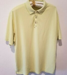 Tommy Bahama Men's Pacific Shore Pinstripe Short Sleeve Polo Shirt XL Yellow