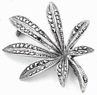 Continent 800 Grade Silver Brooch With Marcasite Stones Leaf Design 65Grs Jx07